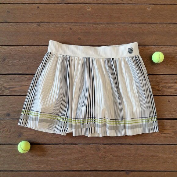KSWISS Dresses & Skirts - KSWISS White Blue Pleated Tennis Pickleball Skirt Size Medium